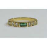 18ct Yellow Gold Set Emerald and Diamond Dress Ring,