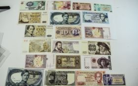 World Banknotes, Mixed Collection Of Banknotes Comprising Spanish Pesetas, Norwegian Kroner,