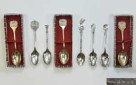 A Collection of Silver and Hallmarked Commemorative Spoons ( 8 ) In Total.