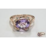 Rose De France Amethyst Ring, an oval cut solitaire of 3cts set across the finger, in rose gold