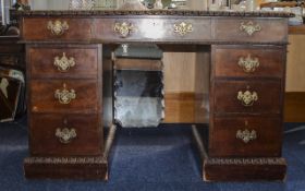 Edwards and Roberts Victorian Pedestal Desk, with leather inlaid top, minor restoration required.