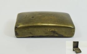 Late 18th / Early 19th Century Brass Snuff Box with convex lid,