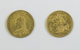 Victoria Jubilee Head 22ct Gold Sovereign. Date 1892. E.F Condition.