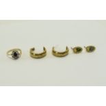 Small Mixed Lot Comprising 9ct Gold CZ Earrings, 9ct Gold Dress Ring And 9ct Gold Hoop Earnings,