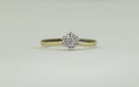 18ct Yellow and White Gold Set Diamond Cluster Ring, Flowerhead Setting,