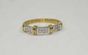 Diamond Half Eternity Ring, set with small round cut diamonds. Yellow metal shank unmarked.