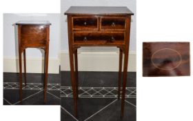 A Fine 19th Century Mahogany Sewing Table with Cross banding Inlay to Top and Drawers,