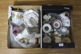 2 x Boxes of Miscellaneous comprising pottery, ornaments, figures, egg cups, odd glass,