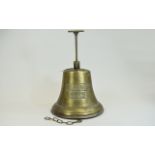 Brass Ships Bell with wall mount. Marked 'Titanic 1912'.