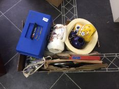 Miscellaneous Lot Comprising paint box with various paints as found, car steering wheel,