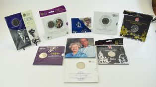 Royal Mint Collection of Brilliant Uncirculated Five Pound Coins ( 9 ) Coins In Total. All Unsealed.