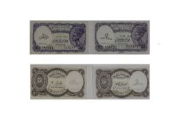 Egyptian World War II Currency Bank Note / Coupon ( 2 ) In Total. Issued Under Law 50, Dates 1940.