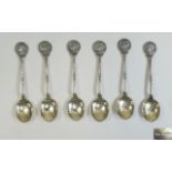 George V and Queen Mary Silver Set of 6 Commemorative Spoons, Celebrating 25 Years on The Throne.