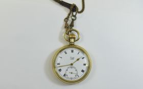 Limit No2'N Gold Plated - Keyless Open Faced Pocket Watch. c.1920's.