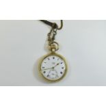 Limit No2'N Gold Plated - Keyless Open Faced Pocket Watch. c.1920's.