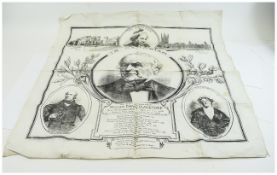 Victorian Gladstone Commemorative Handkerchief displaying a picture of Gladstone,