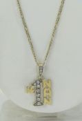 A 9ct Gold Diamond Set Pendant Marked To No 1 Nan, with Attached Fancy 9ct Gold Long Chain.