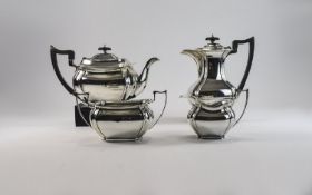 John Round 1912 Art deco solid Sterling silver four piece tea / coffee service. Fully hallmarked