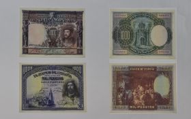 El Banco De Espana 1000 Mil Pesetas Bank Note, Date Madrid 1928, Serial Number 1.221.401, Blue on