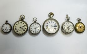 Collection Of Pocket watches Spares Or Repair,To Include A Ladies Silver Cased Fob Watch,