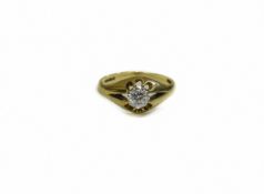 Gents 9ct Yellow Gold Set Single Stone CZ Stone Ring. Fully Hallmarked to Shank. Ring Size - R/S.