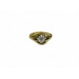 Gents 9ct Yellow Gold Set Single Stone CZ Stone Ring. Fully Hallmarked to Shank. Ring Size - R/S.