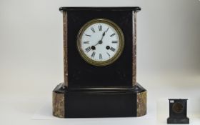 Victorian - Two Tone Shaped Marble and Slate Cased Mantel Clock with Eight Day Striking Movement