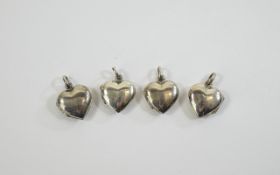 4 Silver Heart Shaped Lockets