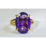 Amethyst Solitaire Ring, 11cts of rich p