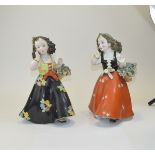 Two Lenci Style Figures of Flower Girls,