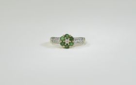 9ct Gold Cluster Ring set with emeralds