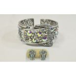 Aurora Borealis Crystal Buckle Bangle an