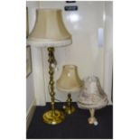 Brass Standard Lamp & Matching Table Lam