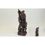Chinese 19th Century Redwood Carved Figu
