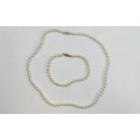 Cultured Pearl Necklace With Matching Br