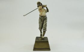 Lady Golfer Figurine Approx 11.5 inches