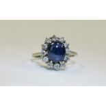 18ct Gold Diamond And Sapphire Cluster R