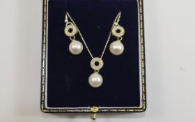 Silver Pendant & Earrings Set With CZs.