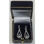 9ct Gold Diamond & Aquamarine Earrings.