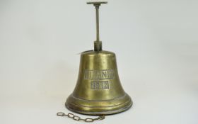 Brass Ships Bell with wall mount. Marked