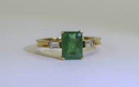 18ct Gold Set Single Stone Emerald Ring