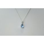 9ct White Gold Diamond & Chain. Pear sha