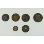 5 x 18th / 19th Century Coins together w