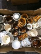 Box Containing a Quantity of Mostly Brassware including trays, candle holders, teapots, fern pots,