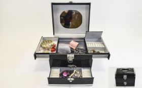Black Faux Snake Effect Jewellery Box Features 4 internal compartments,