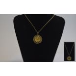 Elizabeth II 22ct Gold Mounted Sovereign Pendant with Attached 9ct Gold Chain. Fully Hallmarked.