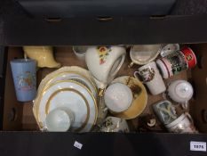 Box of Assorted Ceramics including various ornaments, cups and saucers,