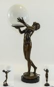 Art Deco Stunning Bronze Figural Table Lamp. c.