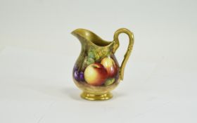 Royal Worcester Hand Painted and Signed Helmet Shaped Jug ' Fallen Fruits ' Stillife - Berries and