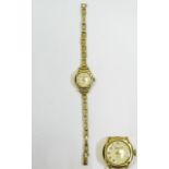 Everite Ladies 9ct Gold Watch with Attached 9ct Gold Bracelet. Hallmark Birmingham 1965.